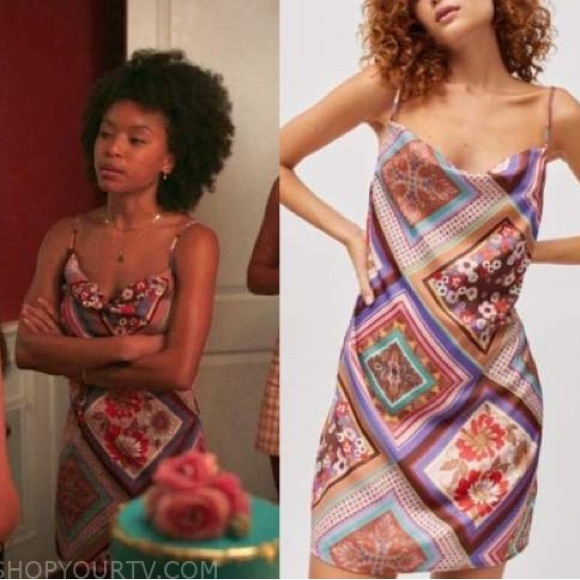 UO Printed Mallory Cowl Slip Mini Dress - Picture 3 of 9